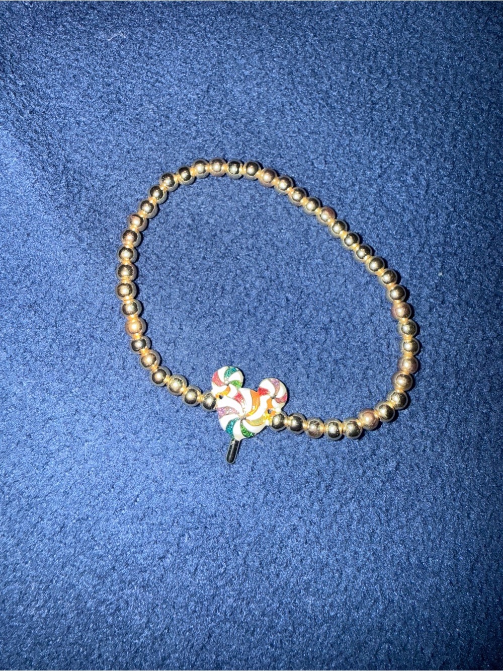 Baublebar Disney Gold Beaded Bracelet with Colorful Mickey Lollipop Charm